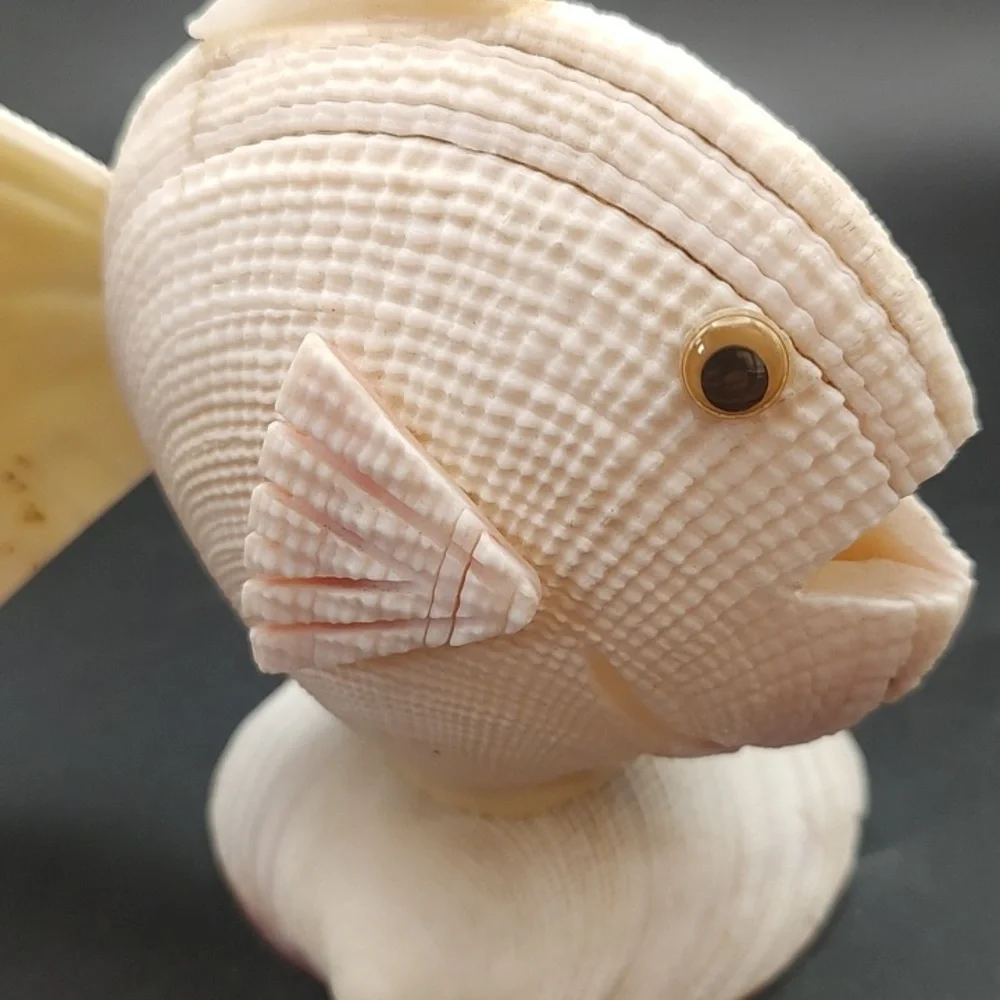 Vintage Handcrafted Seashell Fish Sculpture - 5.5